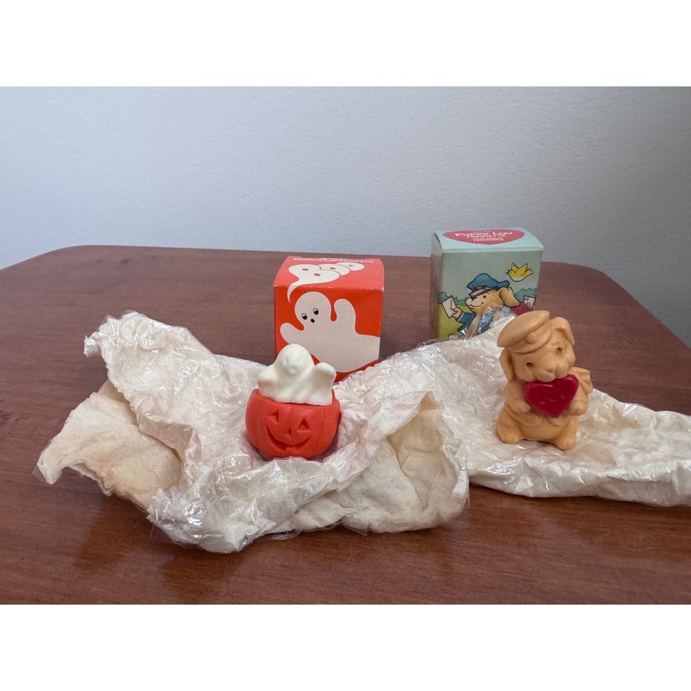 Vintage Avon Littlest Pomette Ghost Pumpkin Puppy Luv Pommette Solid Perfume Set